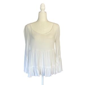 Boho Top Size Large Liberty Love White Fairy Angelcore Bell Sleeves Renaissance